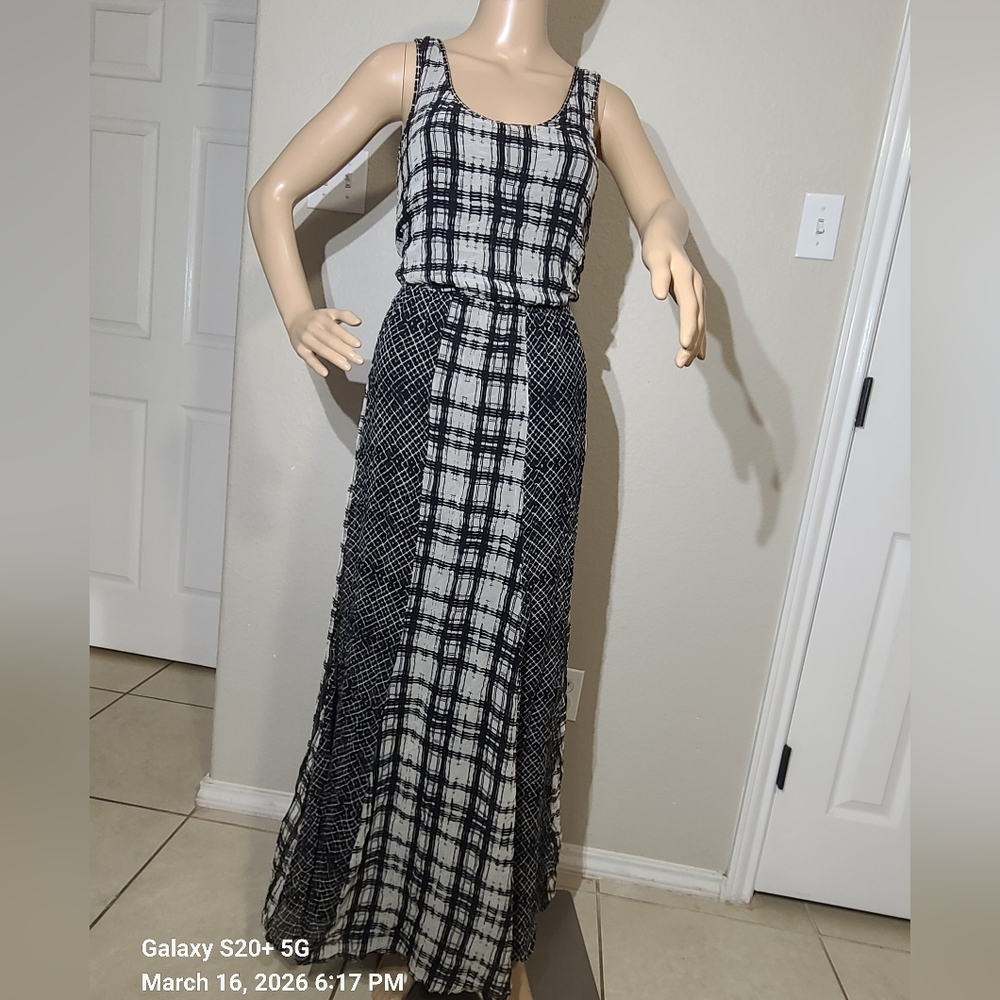 Ella Moss Black and White Checkered Maxi Skirt - Picture 3 of 9